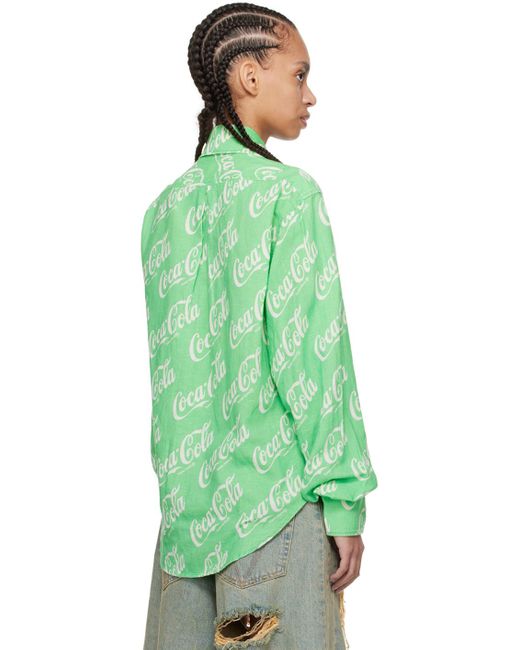 Chemise verte à motif à logo imprimé ERL en coloris Green