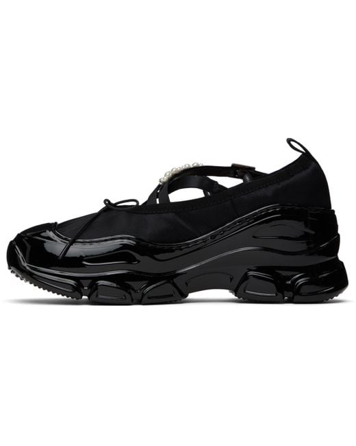 Simone Rocha Black Beaded Tracker Ballerina Sneakers