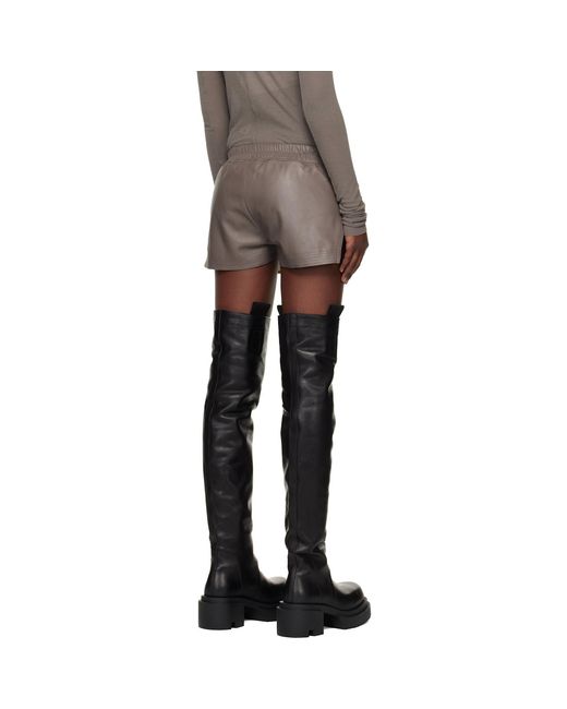 Rick Owens Black Temple Fog Leather Shorts