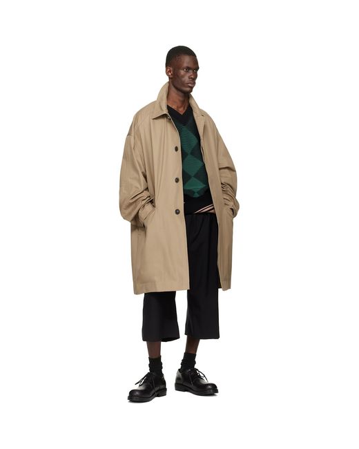Dries Van Noten Black Loose Cotton Mac Coat for men