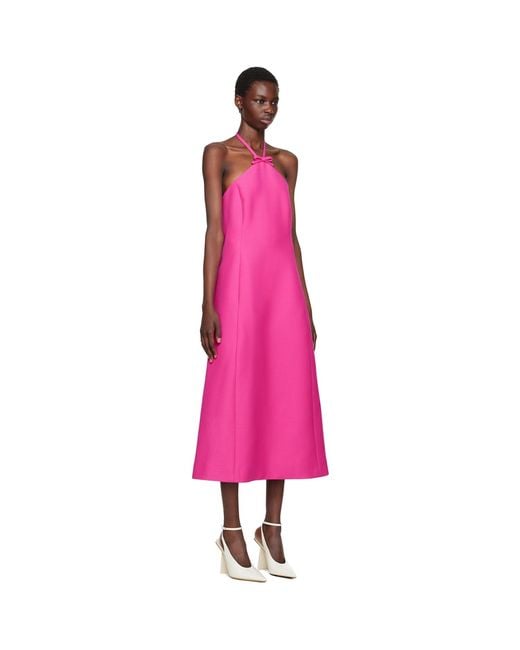 Valentino Pink Crepe Couture Midi Dress