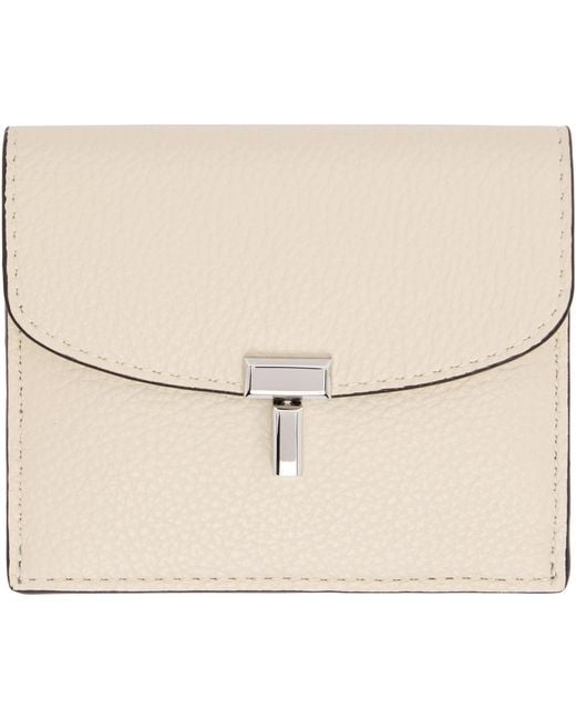 Totême Natural Off- T-Lock Grained-Leather Card Holder