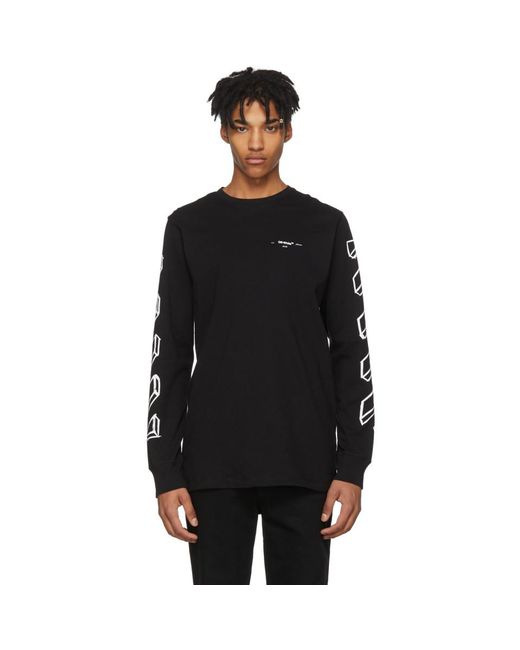 Off-White c/o Virgil Abloh Black And White Long Sleeve Diagonal Marker ...