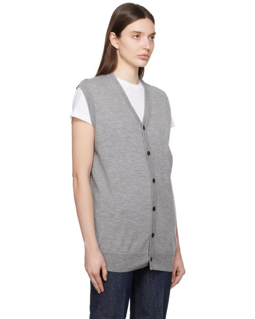 Gilet gris en tricot de cachemire à haute torsion Auralee en coloris Black