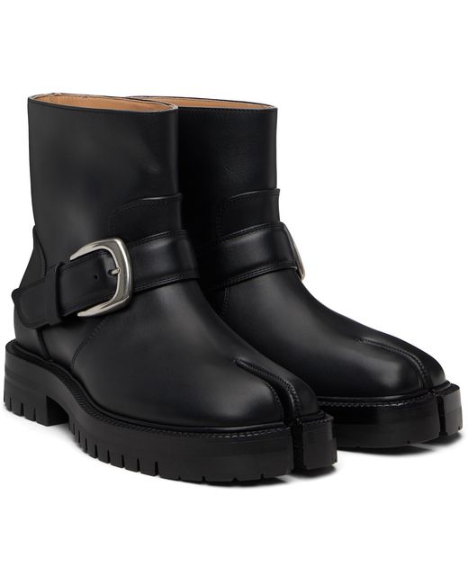 Maison Margiela Black Tabi County Buckle Ankle Boots for men