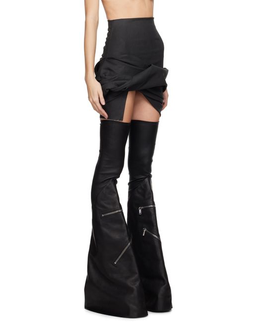 Rick Owens ブラック Porterville Draped デニム ミニスカート Black