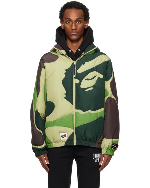 A Bathing Ape Green Mega Abc Camo Down Jacket for men