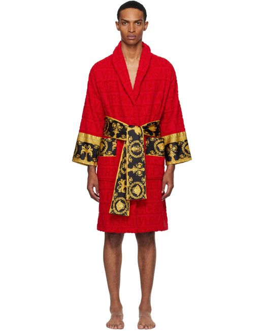 Versace Red 'I Heart Baroque' Bathrobe for men