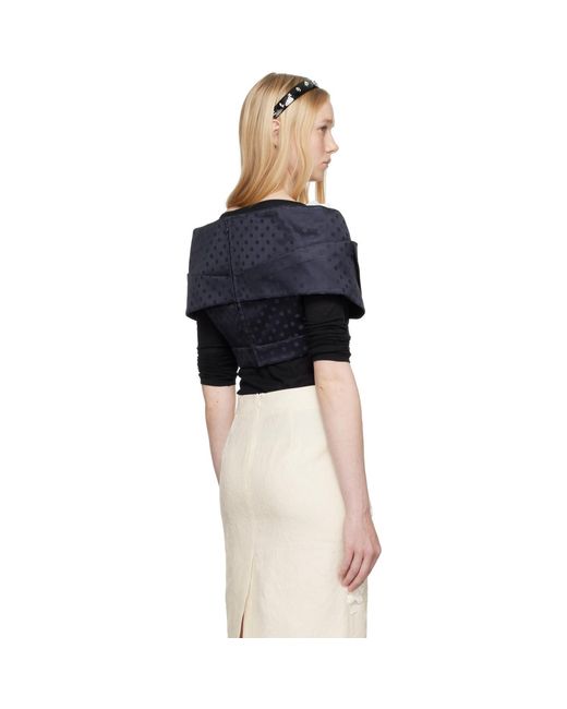 ShuShu/Tong Black Patchwork Short Blouse