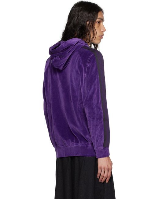 Needles Purple Embroidered Hoodie for men