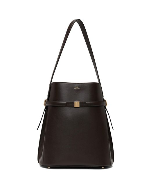 Totême Black Belted Leather Bucket Bag