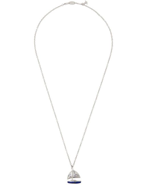 Vivienne Westwood Black Silver Wadim Boat Pendant Necklace for men