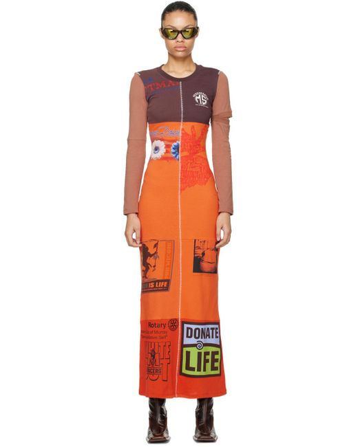 MARINE SERRE Orange Ange Regenerated Maxi Dress