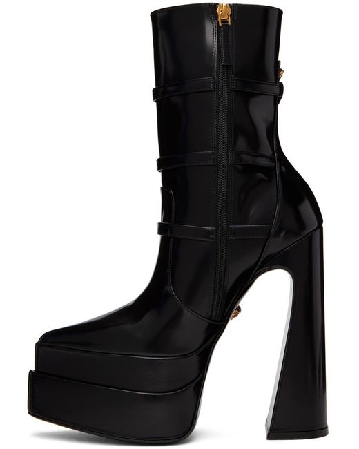 Versace Black Aevitas Pointy Platform Boots
