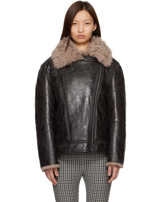 Acne Black Leather Shearling Jacket