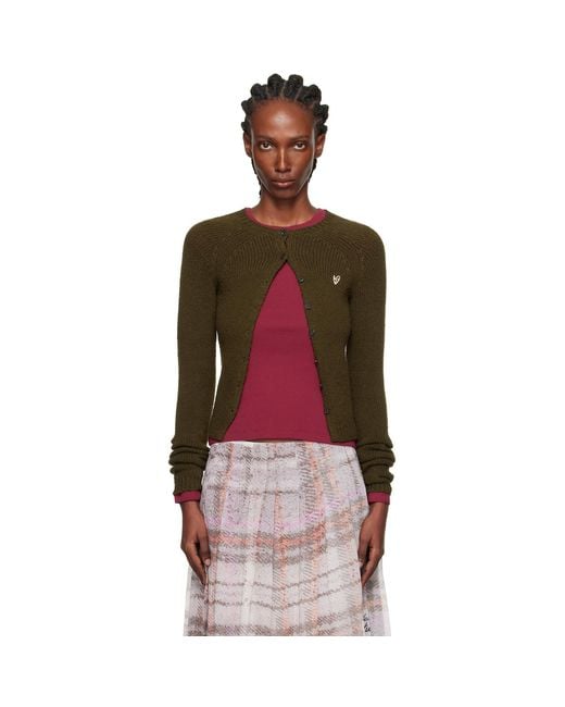 Acne Red Button-Up Cardigan