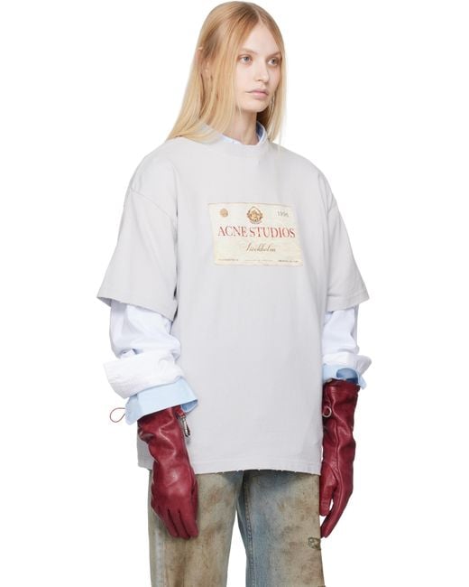 Acne White Layered Print T-shirt