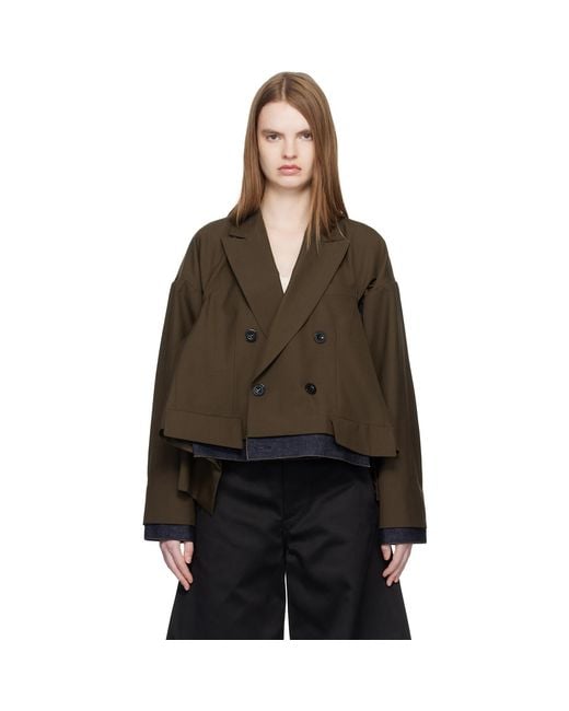 Sacai Brown Suiting & Denim Blazer