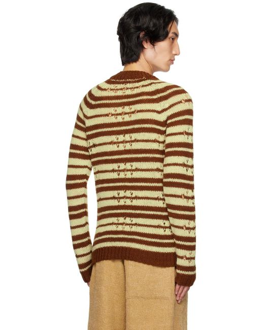 Dries Van Noten Black Brown & Green Striped Sweater for men