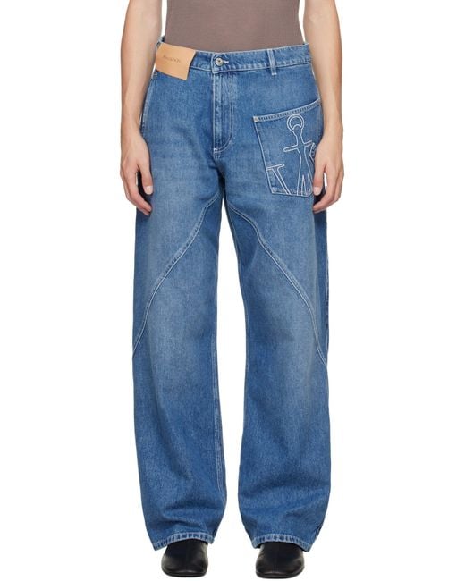 J.W. Anderson Blue Twisted Workwear Jeans for men