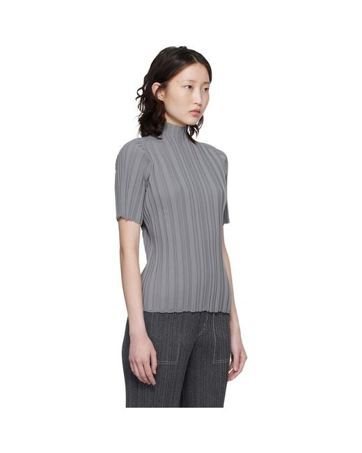 Pleats Please Issey Miyake Rib Knit Top in Black | Lyst