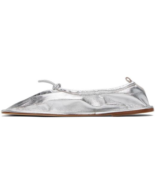 Hereu Black Ssense Exclusive Silver Puntera Ballerina Flats