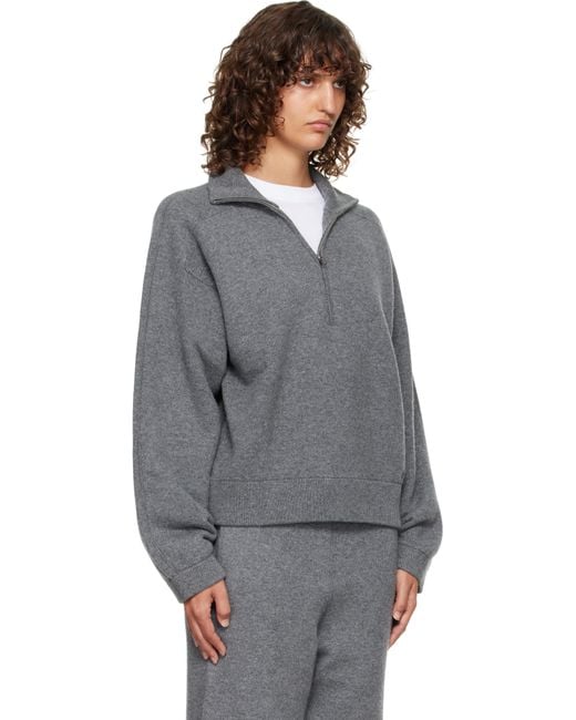 Loulou de Saison Gray Dries Cashmere Zipped Sweater