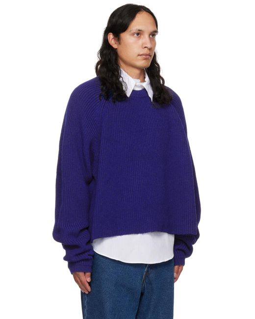 Edward Cuming Blue Cropped Sweater for men