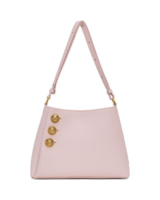 Balmain Pink Emblème Grained Calfskin Shoulder Bag