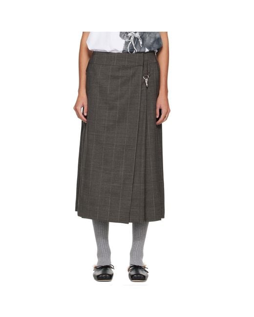 Simone Rocha Gray Tailored Clip Kilt Midi Skirt