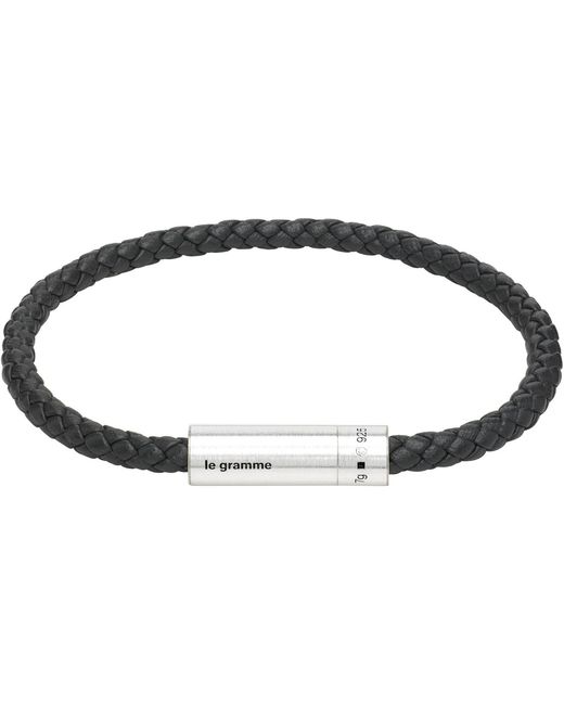 Le Gramme Black 'Le 7G' Leather Cable Bracelet for men