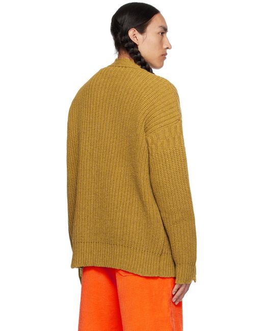 Marni Orange Yellow Distressed Cardigan for men