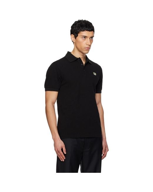 KENZO Black Paris Wild Tiger' Slim Polo for men