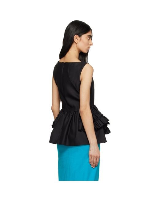 Dries Van Noten Black Ruffled Peplum Blouse