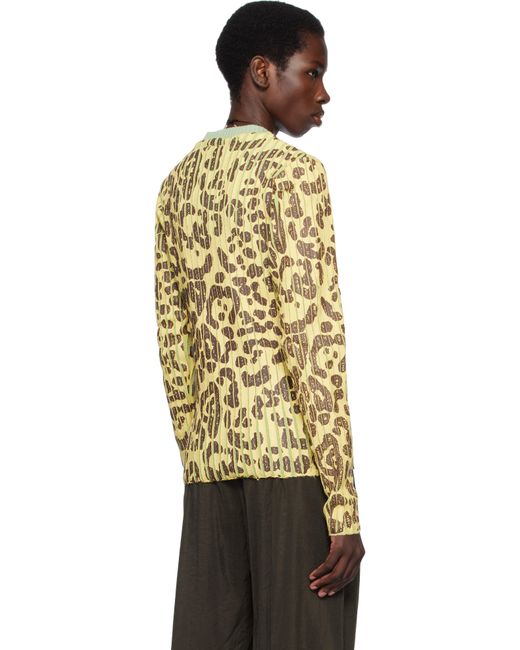 Stanley Raffington Multicolor Leopard Print Plated Knit Crewneck Sweater