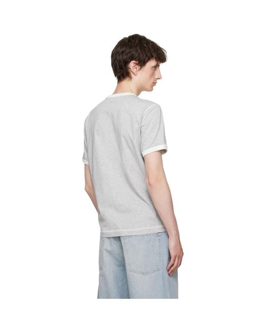 AMI Black Cotton Knitted Patch T-Shirt for men