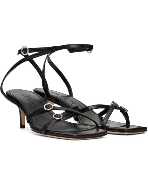 Aeyde Black Libby Leather Kitten Heeled Sandals