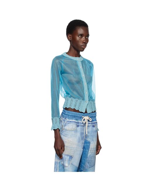 ANDERSSON BELL Blue Sheer Knit Cardigan