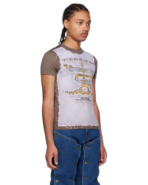 Y. Project Blue Brown Jean Paul Gaultier Edition 'paris' Best' T-shirt for men