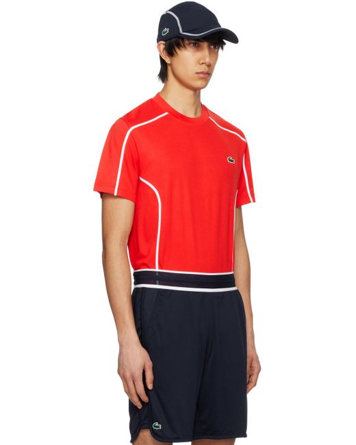 T-shirt rouge à technologie ultra-dry Lacoste pour homme en coloris Red