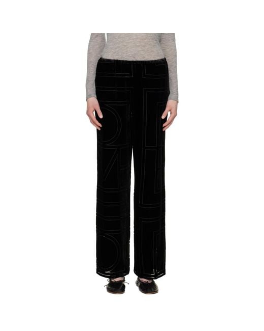 Totême Black Monogram Devoré Lounge Pants