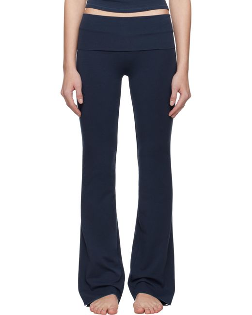 Skims Blue Cotton Jersey Foldover Lounge Pants
