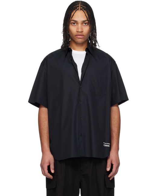 メンズ Comme des Garçons ブラック コットンブロード 半袖シャツ Black