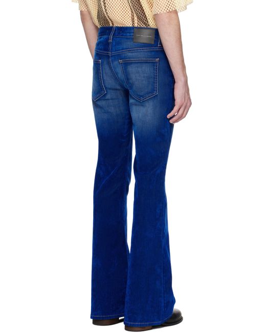 Cout de la Liberte Blue Jimmy Stretch Suede Flare Jeans for men