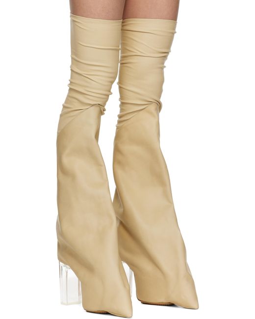 メンズ Rick Owens ベージュ Hollywood Taco Kiss サイハイブーツ Natural