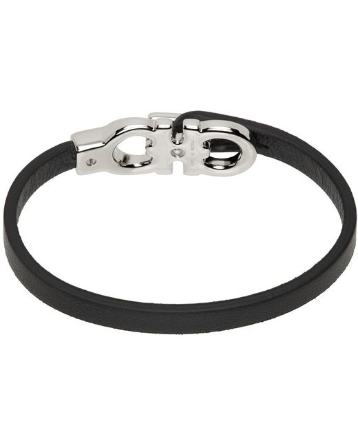 Ferragamo Black Gancini Bracelet for men