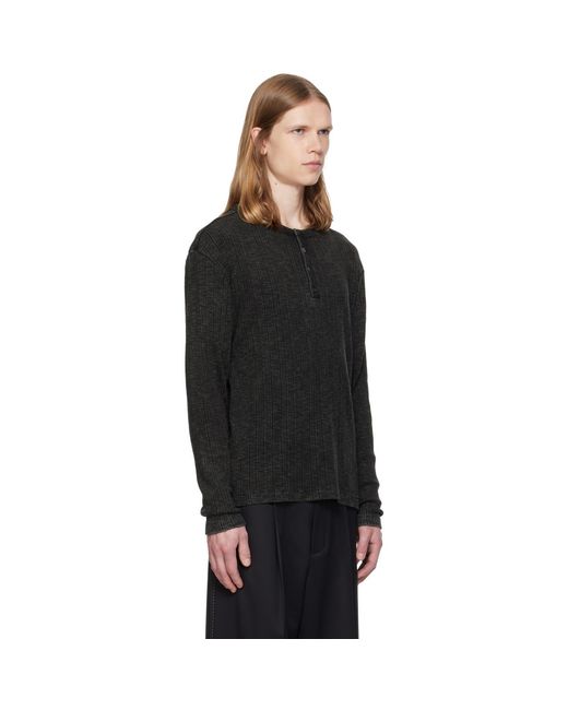 MMIC Black Grain Henley for men