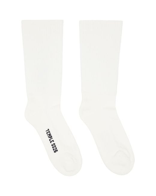 Rick Owens White Off- Temple Mid Calf Socks for men