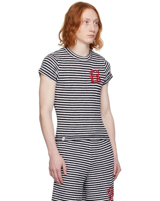 Micro t-shirt noir et blanc en tissu éponge Charles Jeffrey pour homme en coloris Multicolor