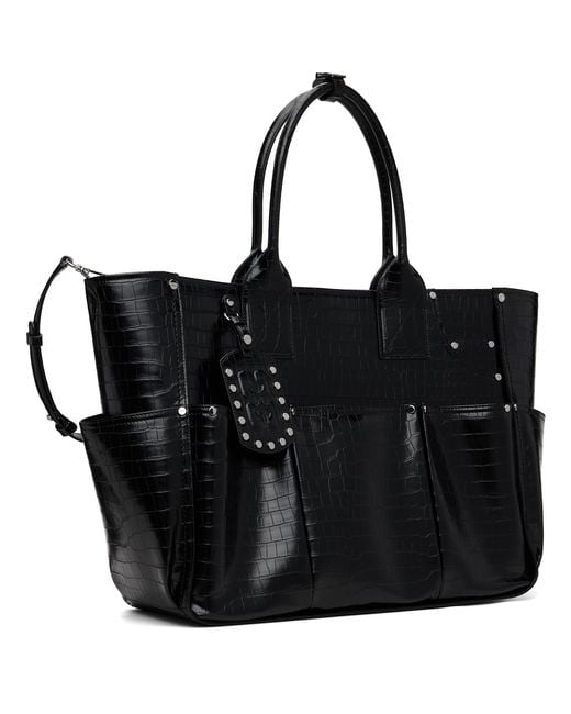 Ganni Black Croco Posy Tote